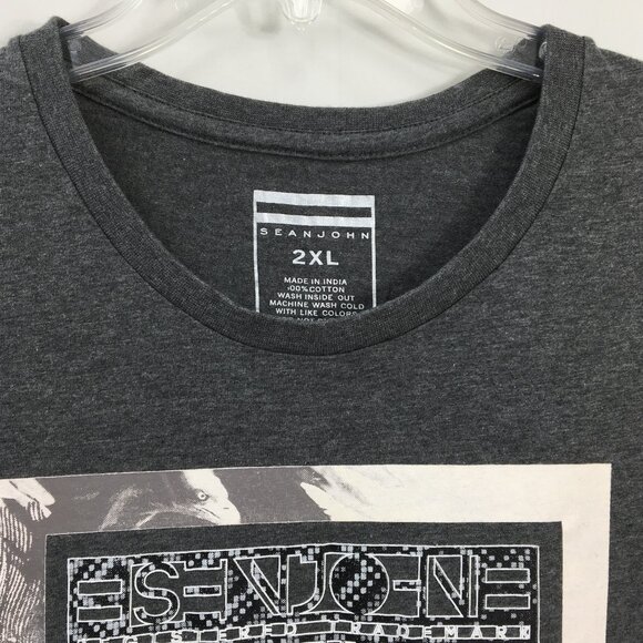 Sean John Crew Neck Heather Gray Graphic Tee Size 2XL EXCELLENT Condition - Picture 2 of 6